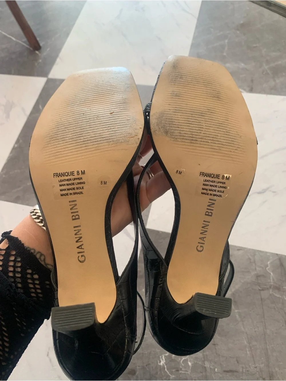 Gianni Bini Black Croc-Embossed Strappy Heels